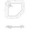 Mexen Flat pentagonální sprchová vanička slim levá 100 x 90 cm, černá, sifon zlatý - 41P709010L-G