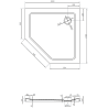 Mexen Flat pentagonální sprchová vanička slim 100 x 100 cm, černá, sifon zlatý - 41P701010-G