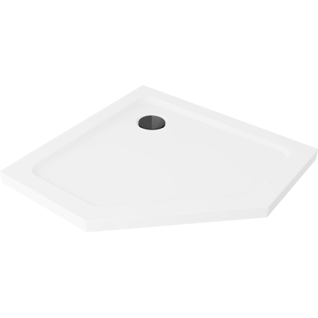 Mexen Flat pentagonální sprchová vanička slim 80 x 80 cm, bílá, černý sifon - 41P108080-B
