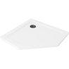 Mexen Flat pentagonální sprchová vanička slim 80 x 80 cm, bílá, černý sifon - 41P108080-B