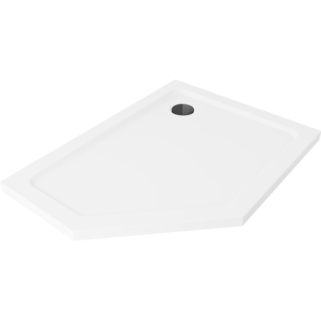 Mexen Flat sprchová vanička pětiúhelníková slim pravá 90 x 80 cm, bílá, sifon černý - 41P108090R-B