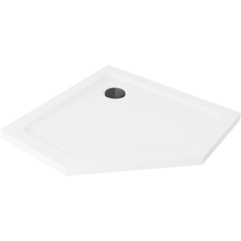 Mexen Flat pětihranný sprchový kout slim 100 x 100 cm, bílý, černý sifon - 41P101010-B
