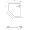 Mexen Flat sprchová vanička pětiúhelníková slim 80 x 80 cm, černá, sifon černý - 41P708080-B