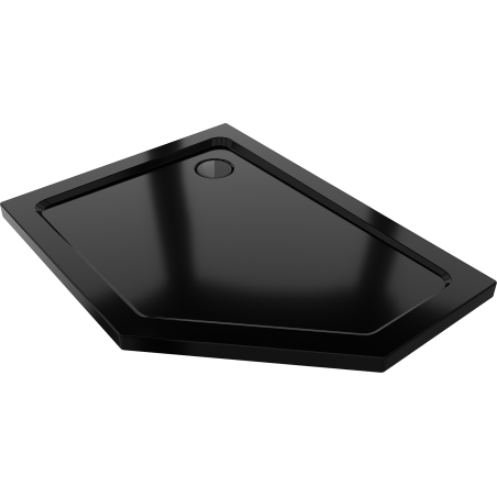 Mexen Flat slim pětistranný levý sprchový kout 100 x 80 cm, černý, sifon černý - 41P708010L-B