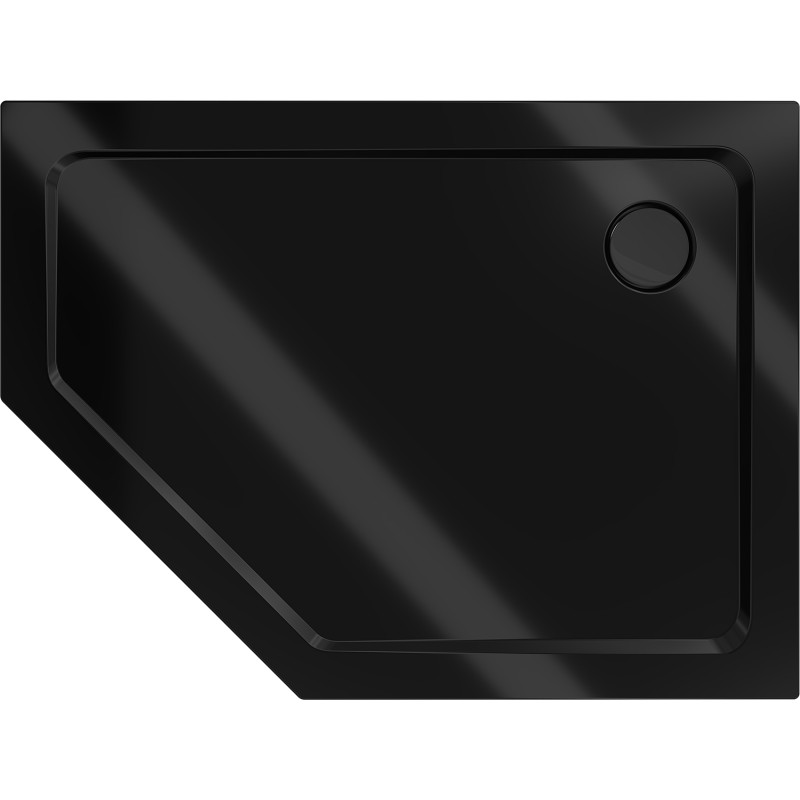 Mexen Flat sprchová vanička pětiúhelníková slim pravá 100 x 80 cm, černá, sifon černý - 41P708010R-B