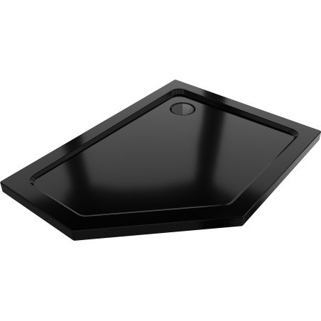 Mexen Flat pentagonální sprchová vanička slim pravá 100 x 90 cm, černá, sifon černý - 41P709010R-B