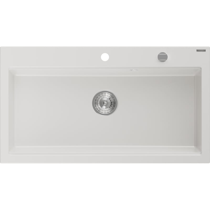 Mexen Slido granitový dřez 1-komorový 900 x 500 mm, bílý, sifon chrom - 6528901005-20