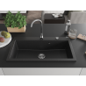Mexen Slido granitový dřez 1-komorový 900 x 500 mm, černý/stříbrný metalik, sifon chrom - 6528901005-73
