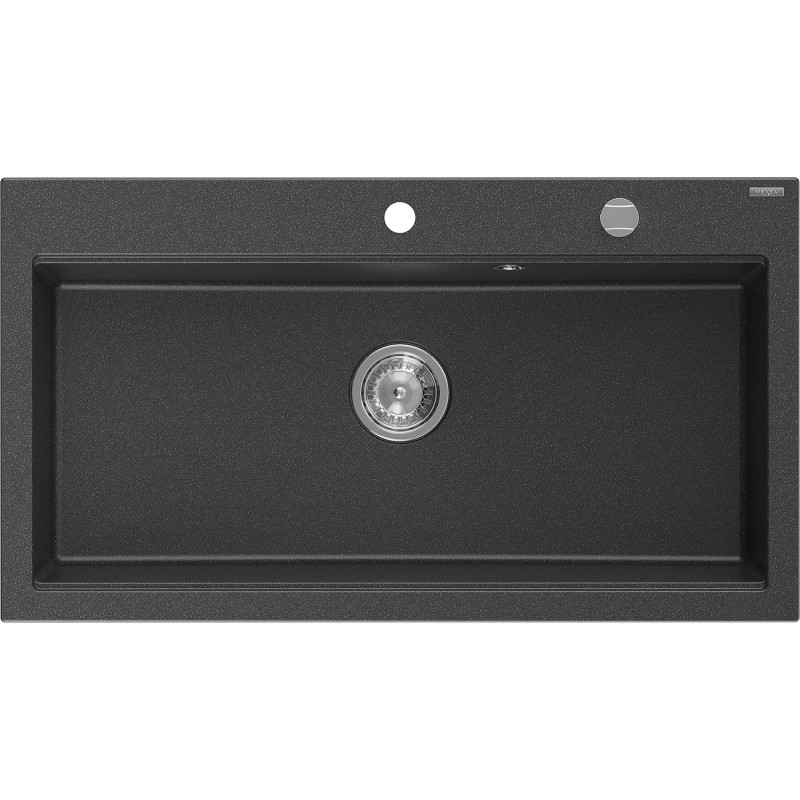 Mexen Slido granitový jednodřez 900 x 500 mm, černý tečkovaný, chromový sifon - 6528901005-75 - 6528901005-76