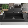 Mexen Slido granitový dřez s 1 vaničkou 900 x 500 mm, černý, chromovaný sifon - 6528901005-77