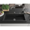 Mexen Slido granitový dřez s jednou komorou 900 x 500 mm, černý, chromovaný sifon - 6528901005-77