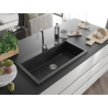 Mexen Slido granitový dřez s 1 vaničkou 900 x 500 mm, černý, chromovaný sifon - 6528901005-77