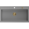 Mexen Slido granitový dřez 1-komorový 900 x 500 mm, šedý, sifon zlatý - 6528901005-71-G