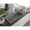 Mexen Slido granitový dřez s 1 komorou 900 x 500 mm, šedý, zlatý sifon - 6528901005-71-G