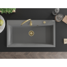 Mexen Slido granitový dřez s 1 komorou 900 x 500 mm, šedý, zlatý sifon - 6528901005-71-G