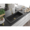 Mexen Slido granitový jednodřez 900 x 500 mm, černý/stříbrný metalický, zlatý sifon - 6528901005-73-G