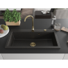 Mexen Slido granitový dřez s 1 vaničkou 900 x 500 mm, černý/zlatý metalik, zlatý sifon - 6528901005-75-G