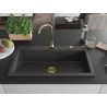 Mexen Slido Granitový jednodřez 900 x 500 mm, černý tečkovaný, zlatý sifon - 6528901005-76-G