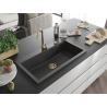 Mexen Slido Granitový jednodřez 900 x 500 mm, černý tečkovaný, zlatý sifon - 6528901005-76-G