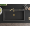 Mexen Slido Granitový jednodřez 900 x 500 mm, černý tečkovaný, zlatý sifon - 6528901005-76-G