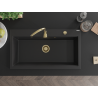 Mexen Slido granitový jednodřez 900 x 500 mm, černý, zlatý sifon - 6528901005-77-G