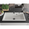 Mexen Slido granitový jednodřez 900 x 500 mm, bílý, černý sifon - 6528901005-20-B