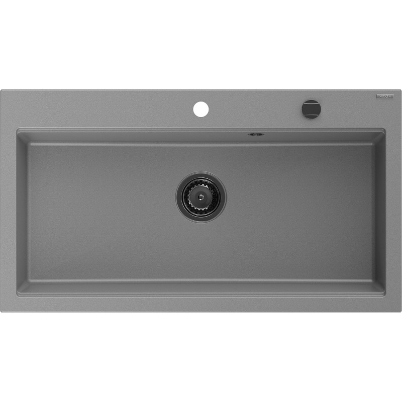 Mexen Slido granitový jednodřez 900 x 500 mm, šedý, černý sifon - 6528901005-71-B