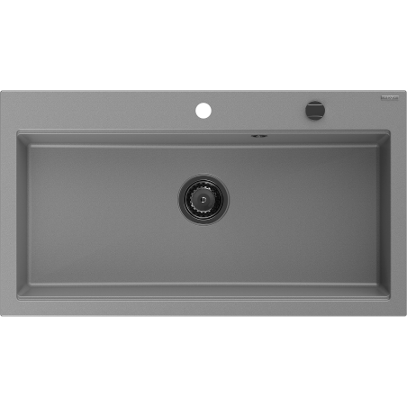 Mexen Slido granitový jednodřez 900 x 500 mm, šedý, černý sifon - 6528901005-71-B