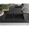 Mexen Slido granitový jednodřez 900 x 500 mm, černý/stříbrný metalický, černý sifon - 6528901005-73-B