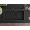 Mexen Slido granitový jednodřez 900 x 500 mm, černý/stříbrný metalický, černý sifon - 6528901005-73-B