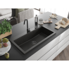 Mexen Slido granitový jednodřez 900 x 500 mm, černý/zlatý metalik, černý sifon - 6528901005-75-B