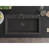 Mexen Slido granitový jednodřez 900 x 500 mm, černý tečkovaný, černý sifon - 6528901005-76-B