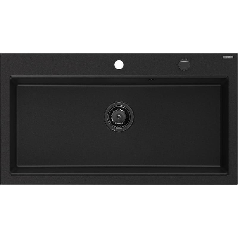 Mexen Slido granitový dřez jednodřez 900 x 500 mm, černý, černý sifon - 6528901005-77-B
