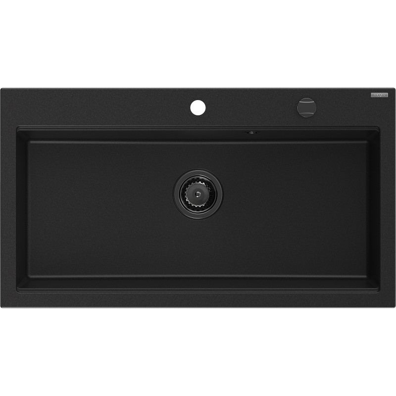 Mexen Slido granitový dřez s 1 komorou 900 x 500 mm, černý, černý sifon - 6528901005-77-B