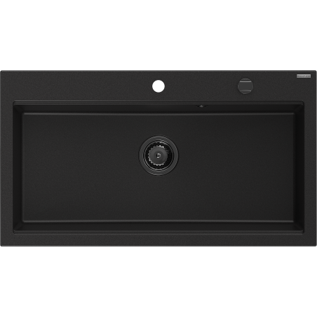 Mexen Slido granitový dřez s 1 komorou 900 x 500 mm, černý, černý sifon - 6528901005-77-B