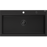 Mexen Slido granitový dřez s 1 komorou 900 x 500 mm, černý, černý sifon - 6528901005-77-B