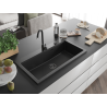 Mexen Slido granitový dřez jednodřez 900 x 500 mm, černý, černý sifon - 6528901005-77-B