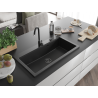 Mexen Slido granitový dřez s 1 komorou 900 x 500 mm, černý, černý sifon - 6528901005-77-B