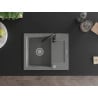 Mexen Enzo granitový kuchyňský dřez 1-komorový s odkapávačem a kuchyňskou baterií Telma, šedý - 6506-71-670200-70