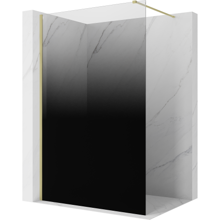 Mexen Kioto sprchová stěna Walk-in 80 x 200 cm, černé ombre 8 mm, zlatá kartáčovaná - 800-080-101-55-76