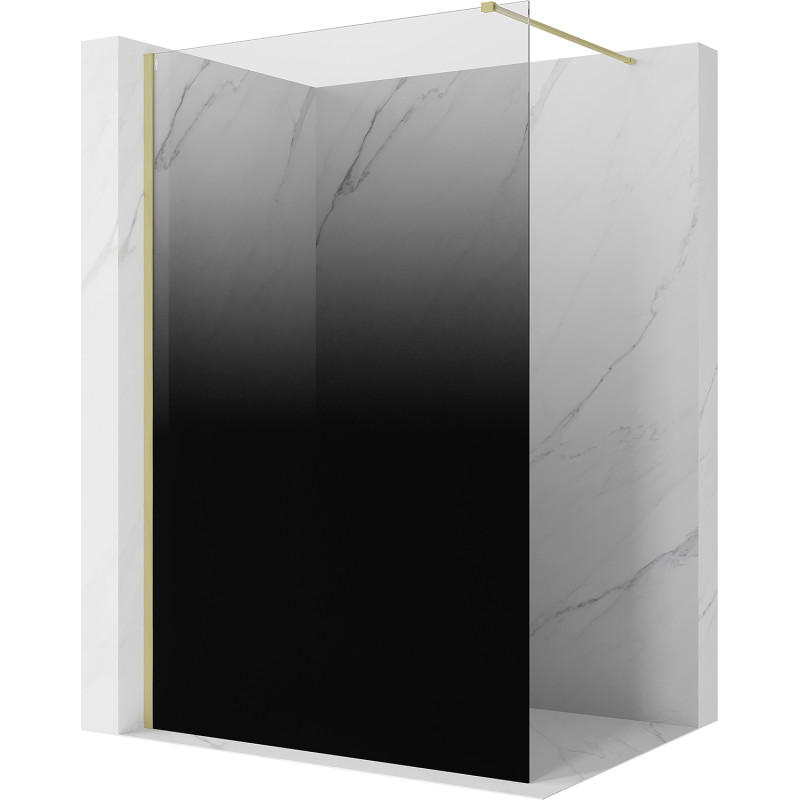 Mexen Kioto sprchová stěna Walk-in 100 x 200 cm, černý ombre 8 mm, zlatý kartáčovaný - 800-100-101-55-76