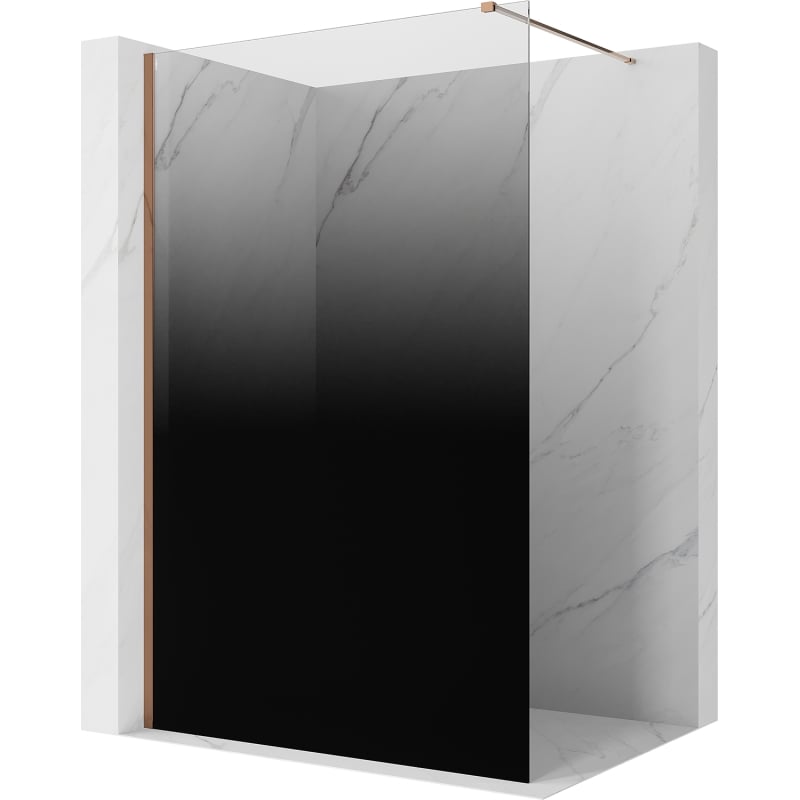 Mexen Kioto sprchová stěna Walk-in 70 x 200 cm, černé ombre 8 mm, růžové zlato - 800-070-101-60-76