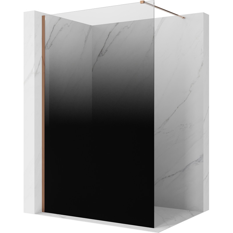 Mexen Kioto sprchová stěna Walk-in 130 x 200 cm, ombre černá 8 mm, růžové zlato - 800-130-101-60-76