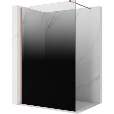Mexen Kioto sprchová stěna Walk-in 90 x 200 cm, černá ombre 8 mm, kartáčovaná měď - 800-090-101-65-76
