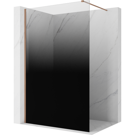 Mexen Kioto sprchová stěna Walk-in 140 x 200 cm, ombre černá 8 mm, kartáčovaná měď - 800-140-101-65-76