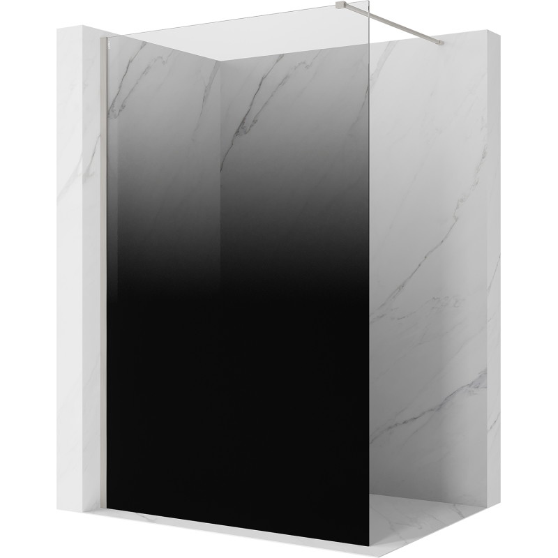 Mexen Kioto sprchová stěna Walk-in 110 x 200 cm, černé ombre 8 mm, kartáčovaný nikl - 800-110-101-97-76