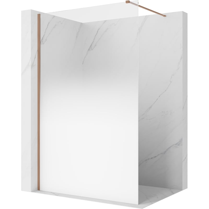 Mexen Kioto sprchová stěna Walk-in 80 x 200 cm, bílá ombre 8 mm, kartáčovaná měď - 800-080-101-65-86