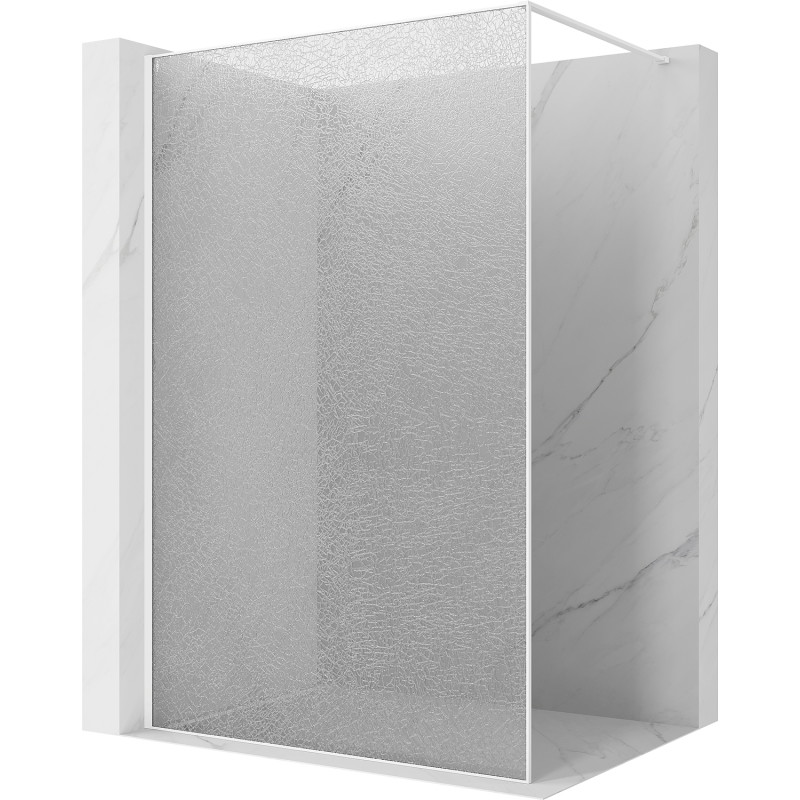 Mexen Kioto sprchová stěna Walk-in 70 x 200 cm, crackle průhledná 12 mm, bílá - 800-070-101-20-04-X