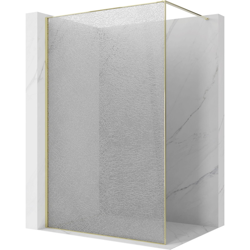Mexen Kioto sprchová stěna Walk-in 90 x 200 cm, crackle transparent 12 mm, zlatá - 800-090-101-50-04-X