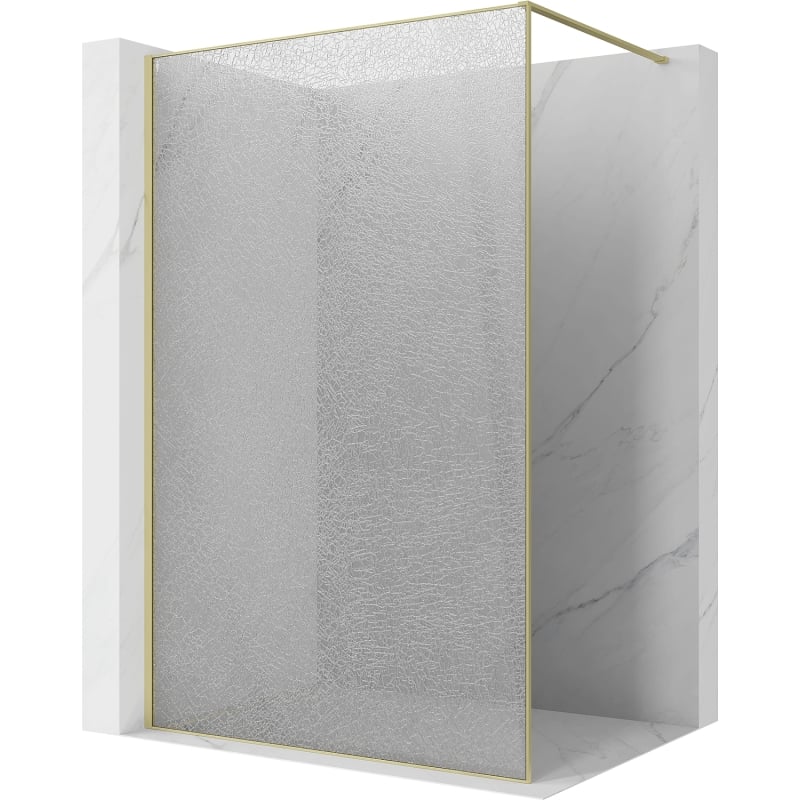 Mexen Kioto sprchová stěna Walk-in 90 x 200 cm, crackle transparentní 12 mm, zlatá kartáčovaná - 800-090-101-55-04-X